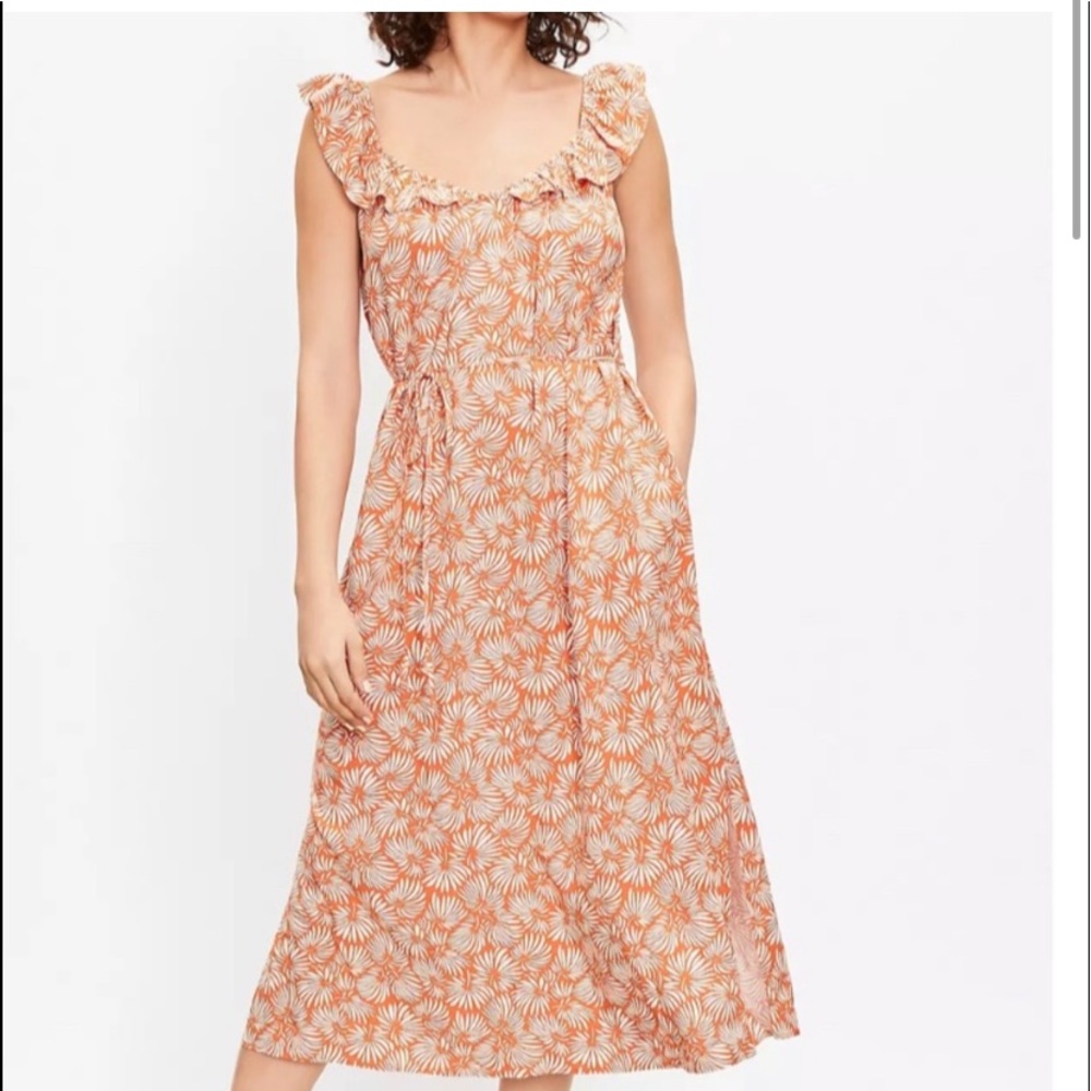 Leafed Flutter Strap Pocket Midi Dress Palm Vacation midi